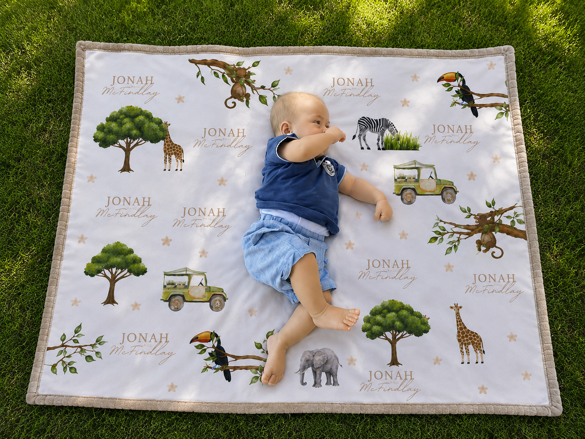 Personalised Safari Themed Baby Blankie