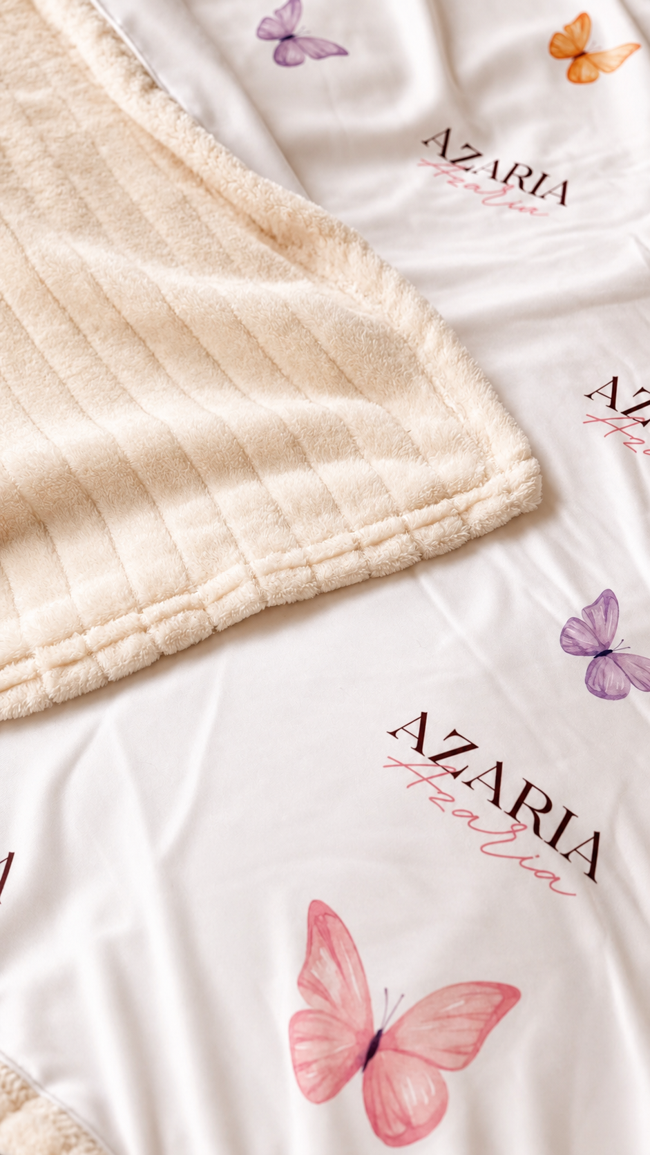 Personalised Cream Butterfly Baby Blankie