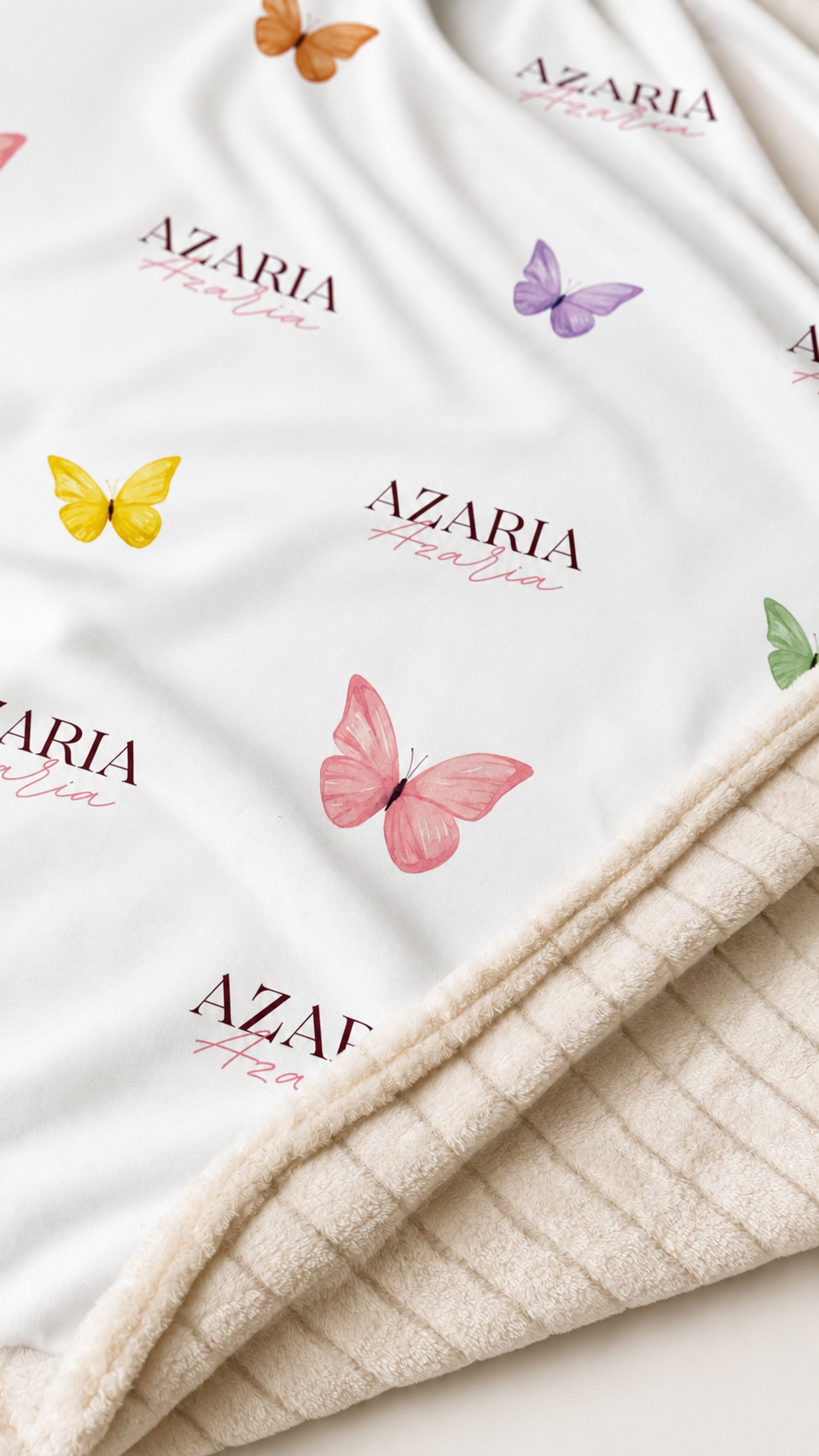 Personalised Cream Butterfly Baby Blankie