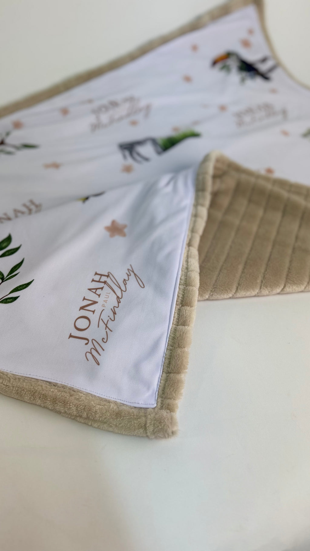 Personalised Safari Themed Baby Blankie