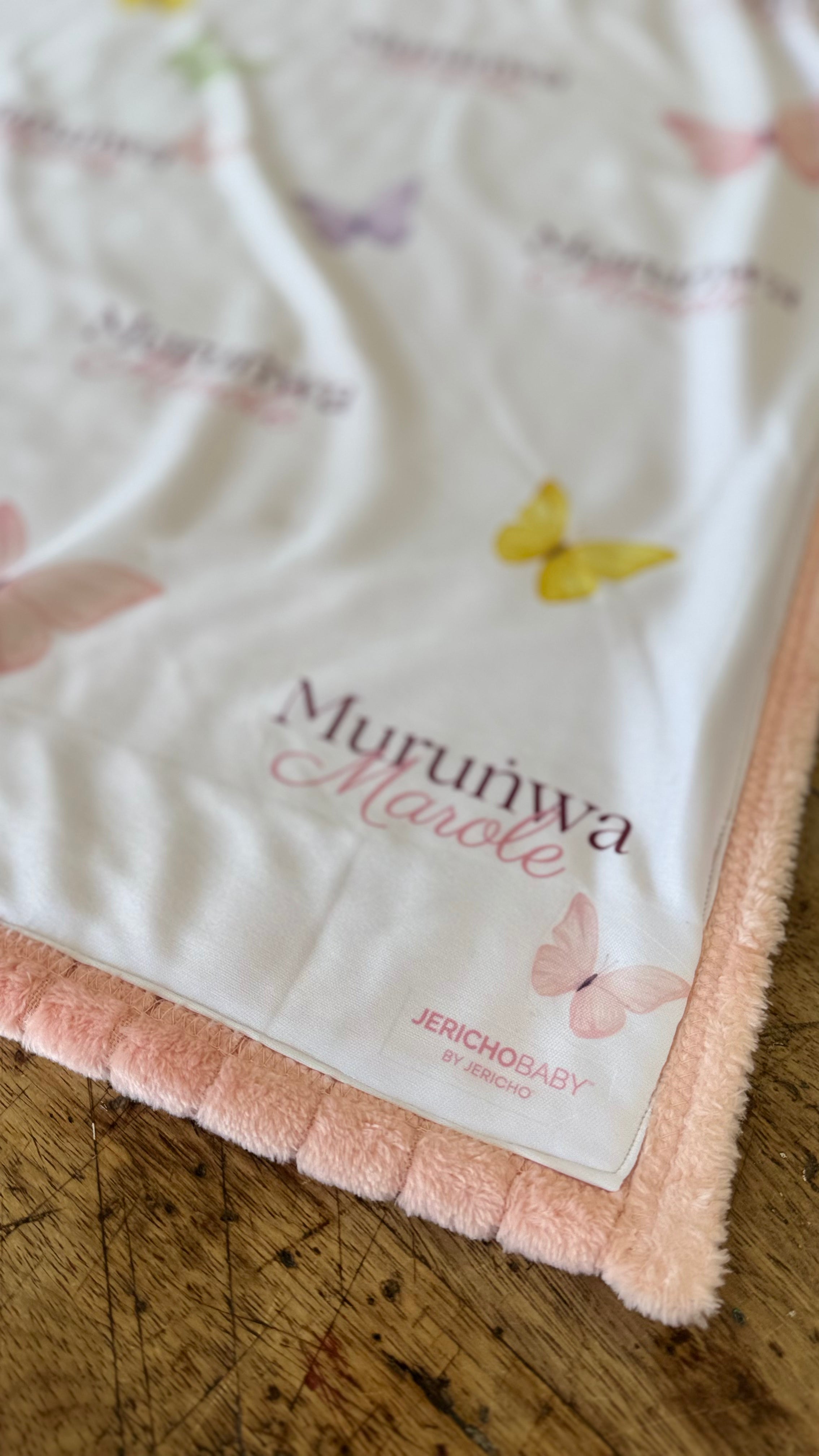 Personalised Pink Butterfly Baby Blankie