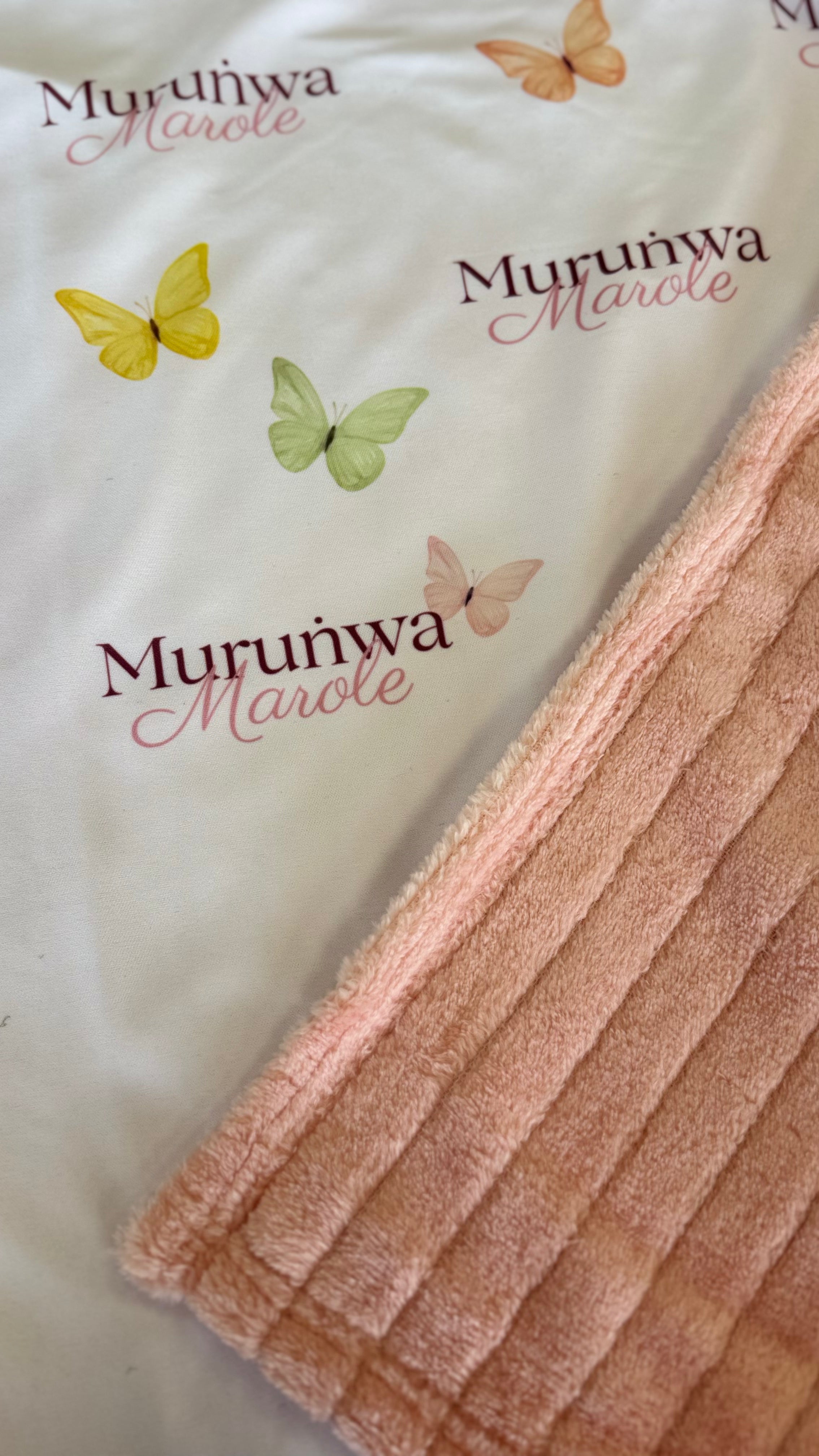 Personalised Pink Butterfly Baby Blankie