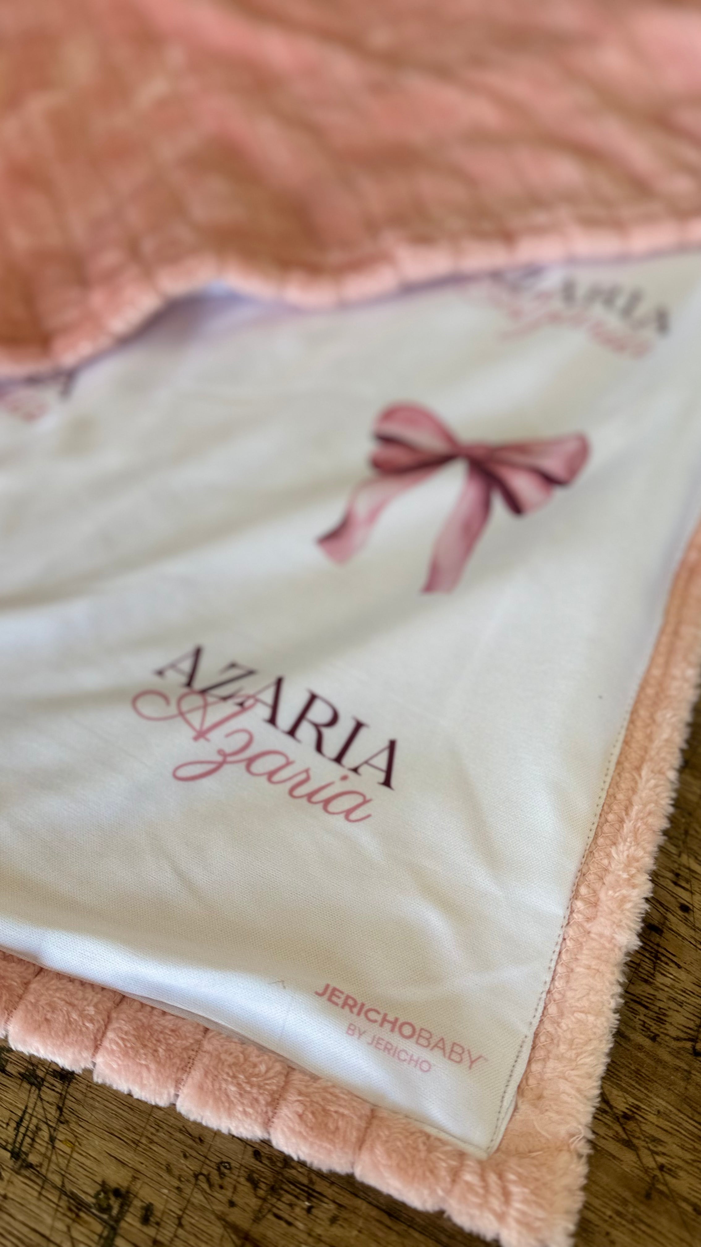Personalised Pink Bow & Hearts Baby Blankie