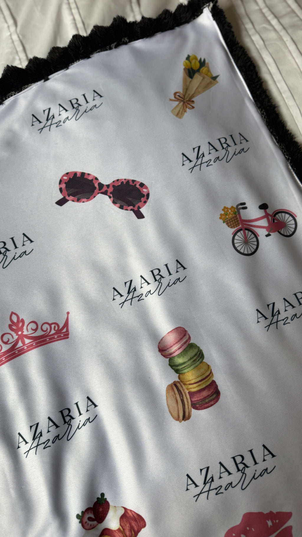 Personalised Black Paris Themed Baby Blankie