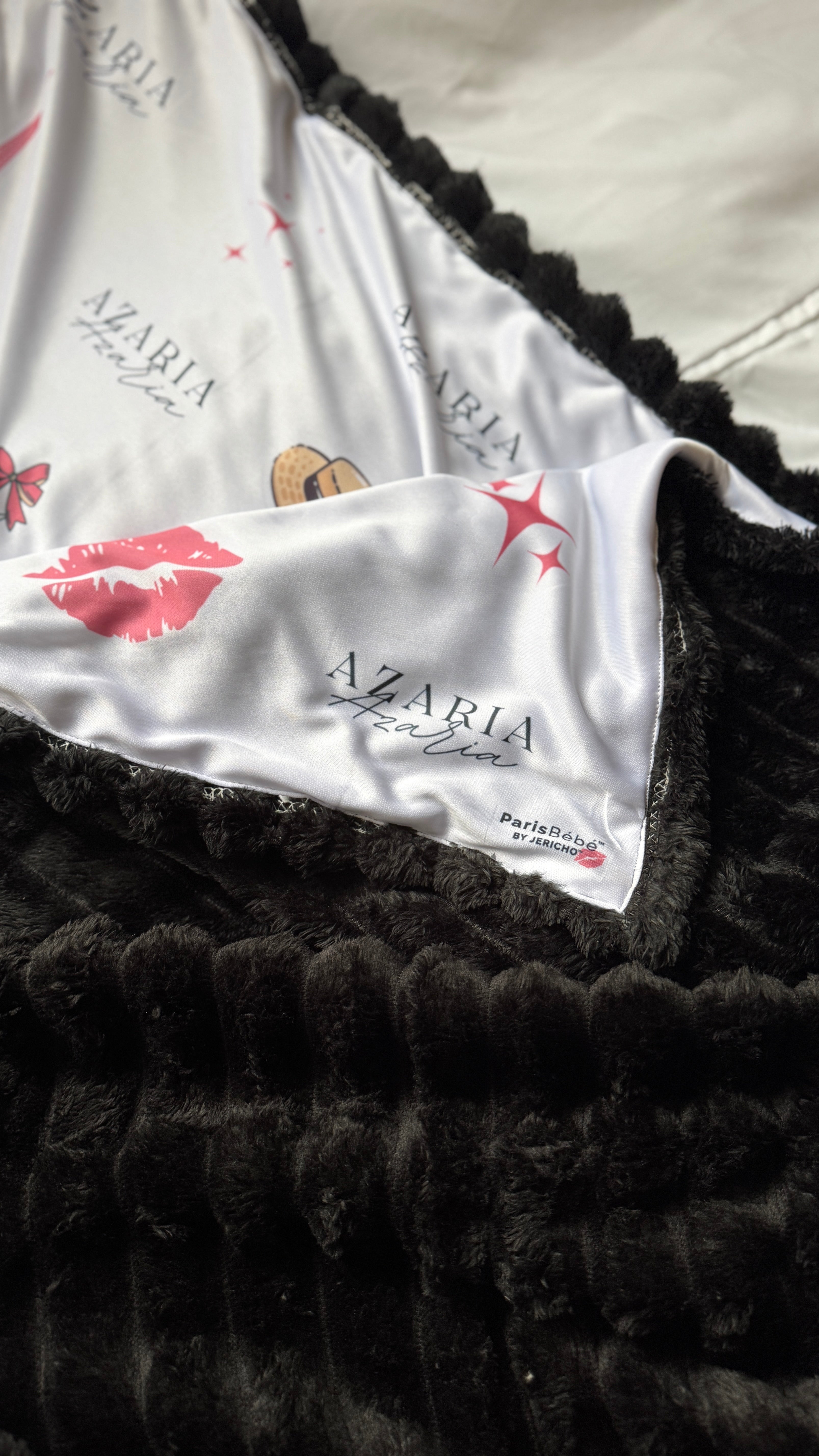 Personalised Black Paris Themed Baby Blankie