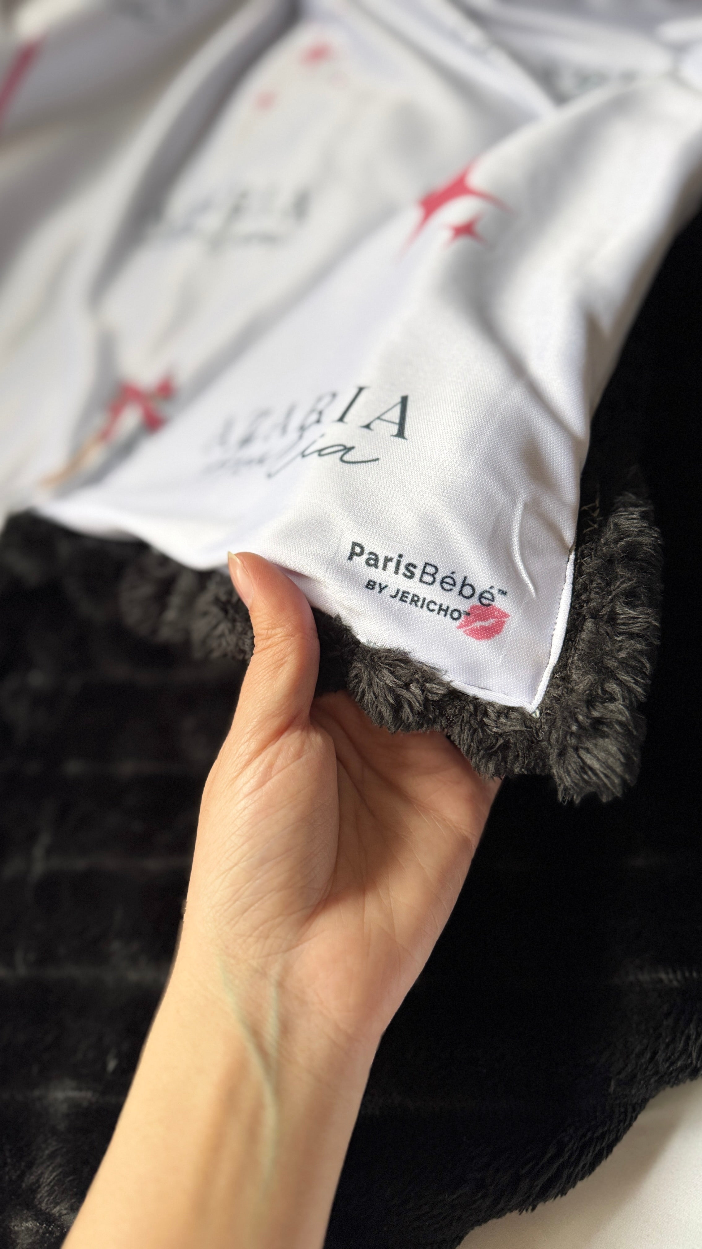 Personalised Black Paris Themed Baby Blankie