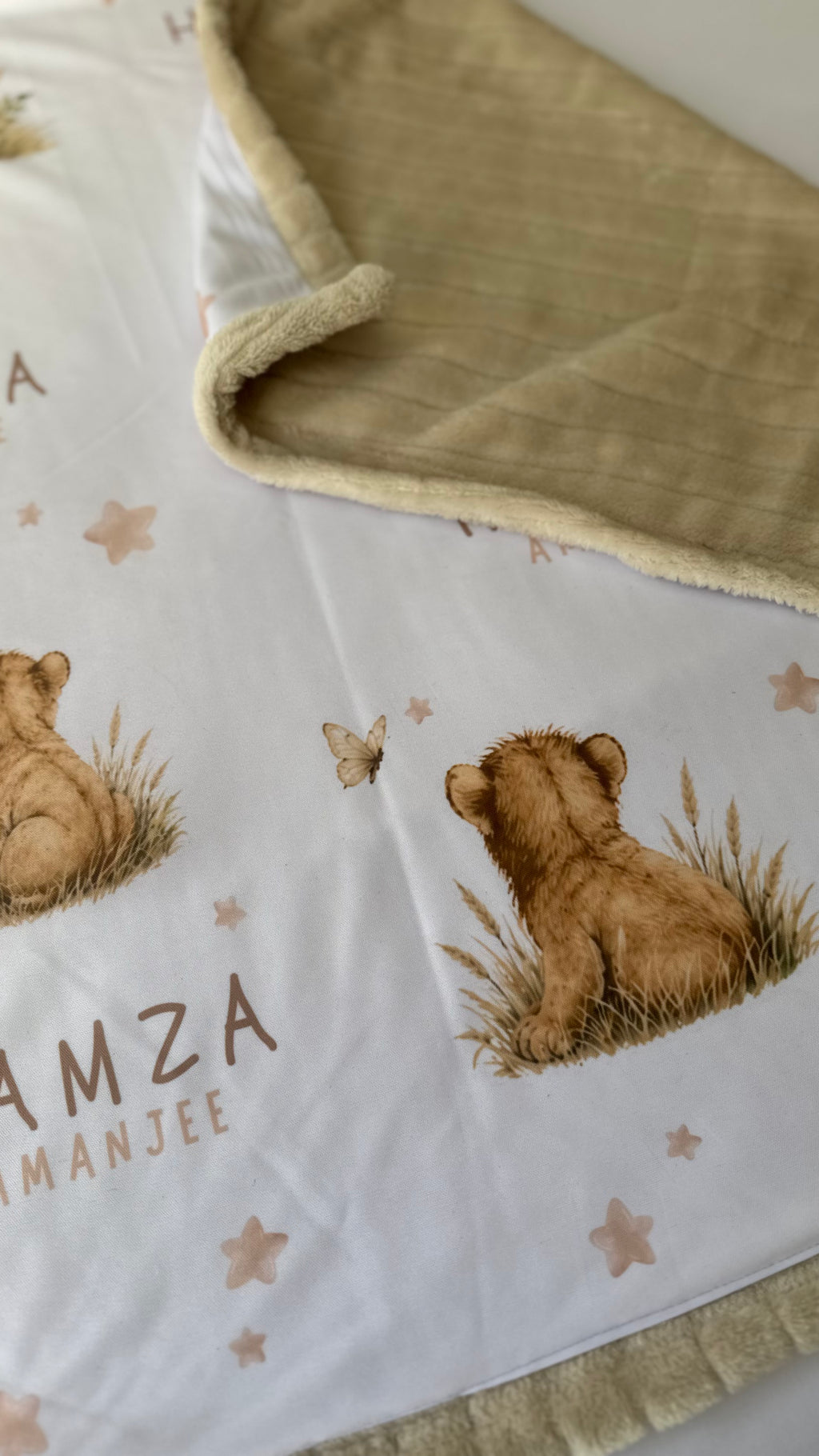 Personalised Khaki Lion Baby Blankie