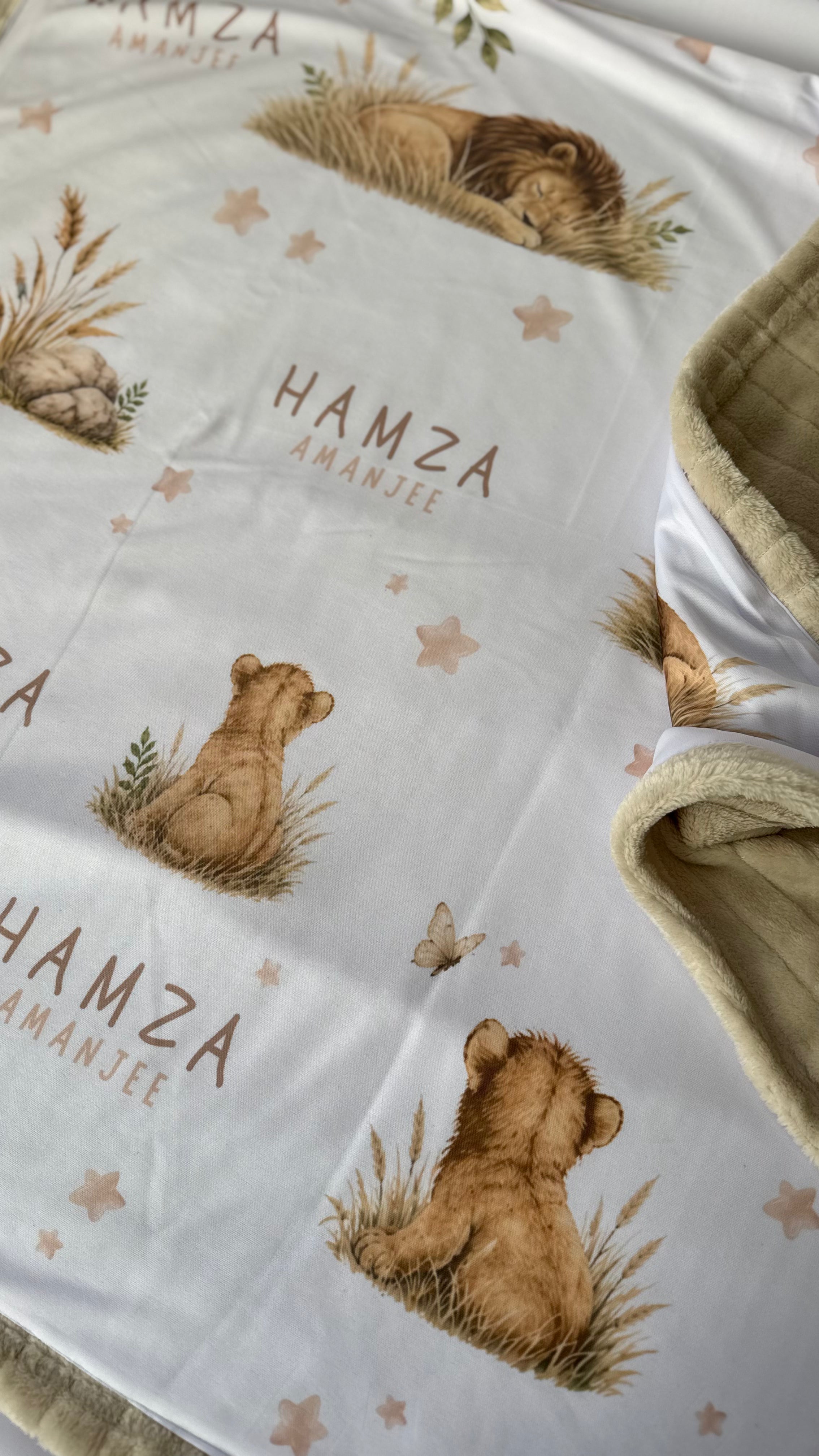 Personalised Khaki Lion Baby Blankie