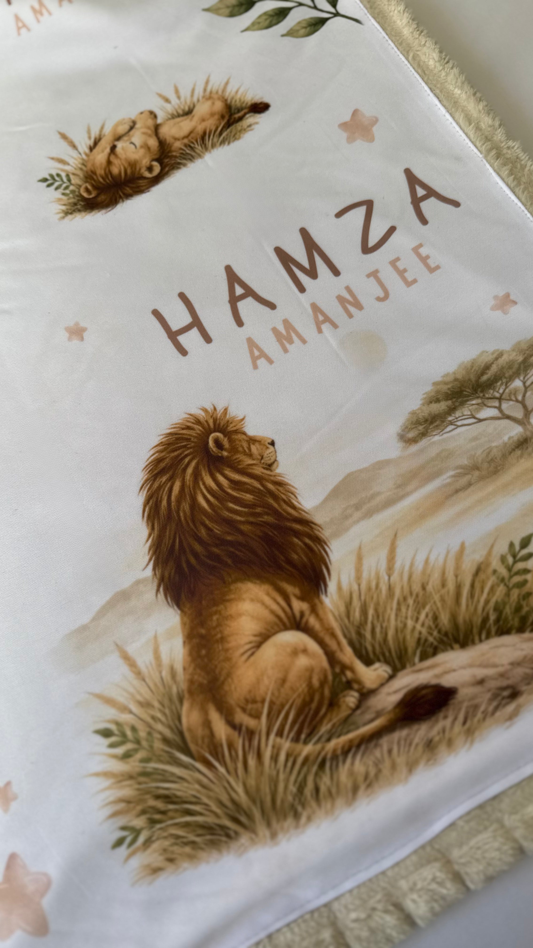 Personalised Khaki Lion Baby Blankie