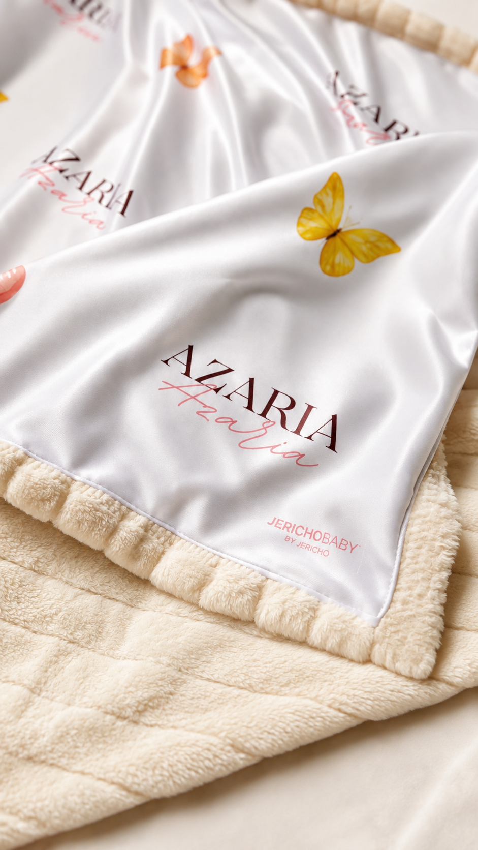 Personalised Cream Butterfly Baby Blankie