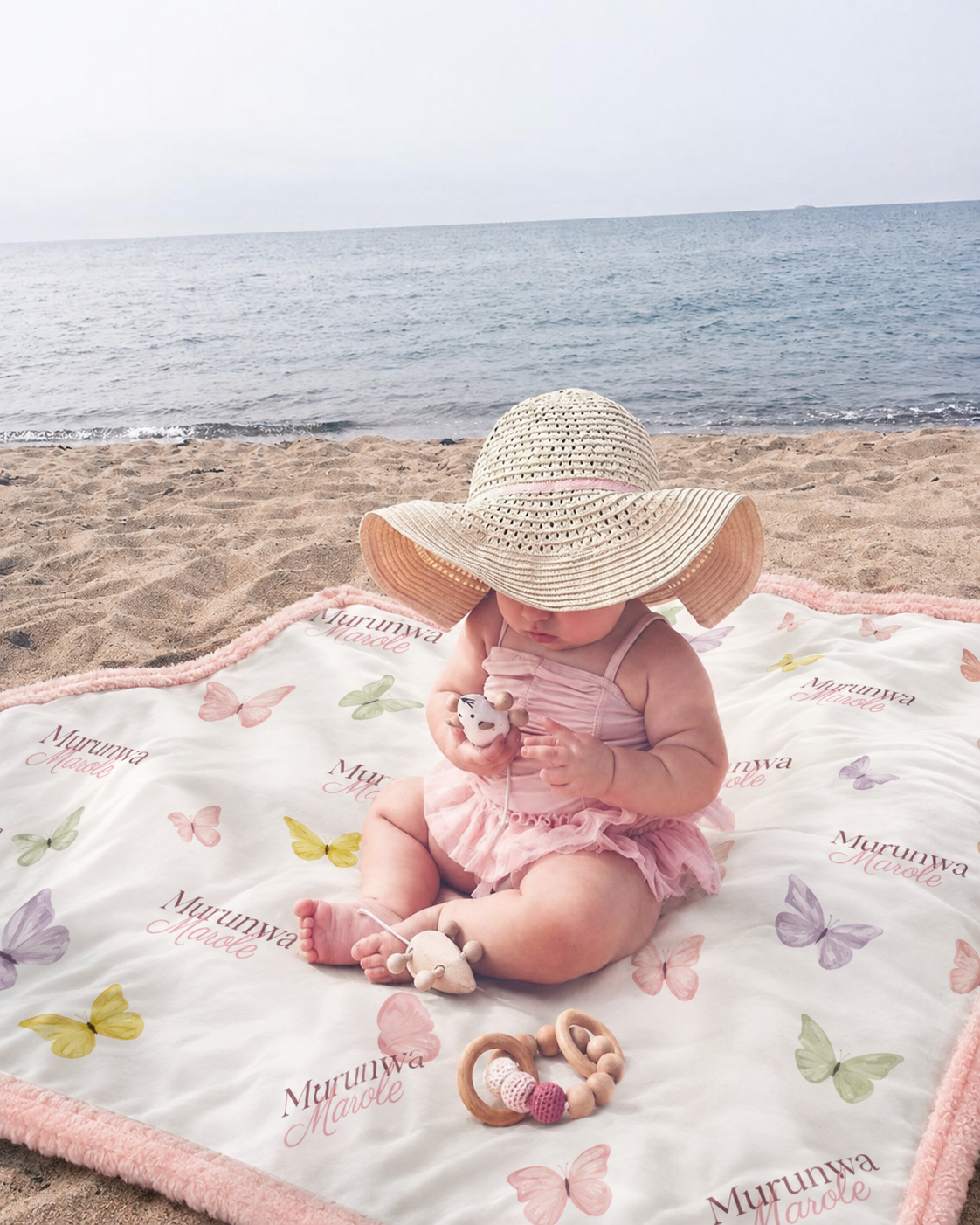 Personalised Pink Butterfly Baby Blankie
