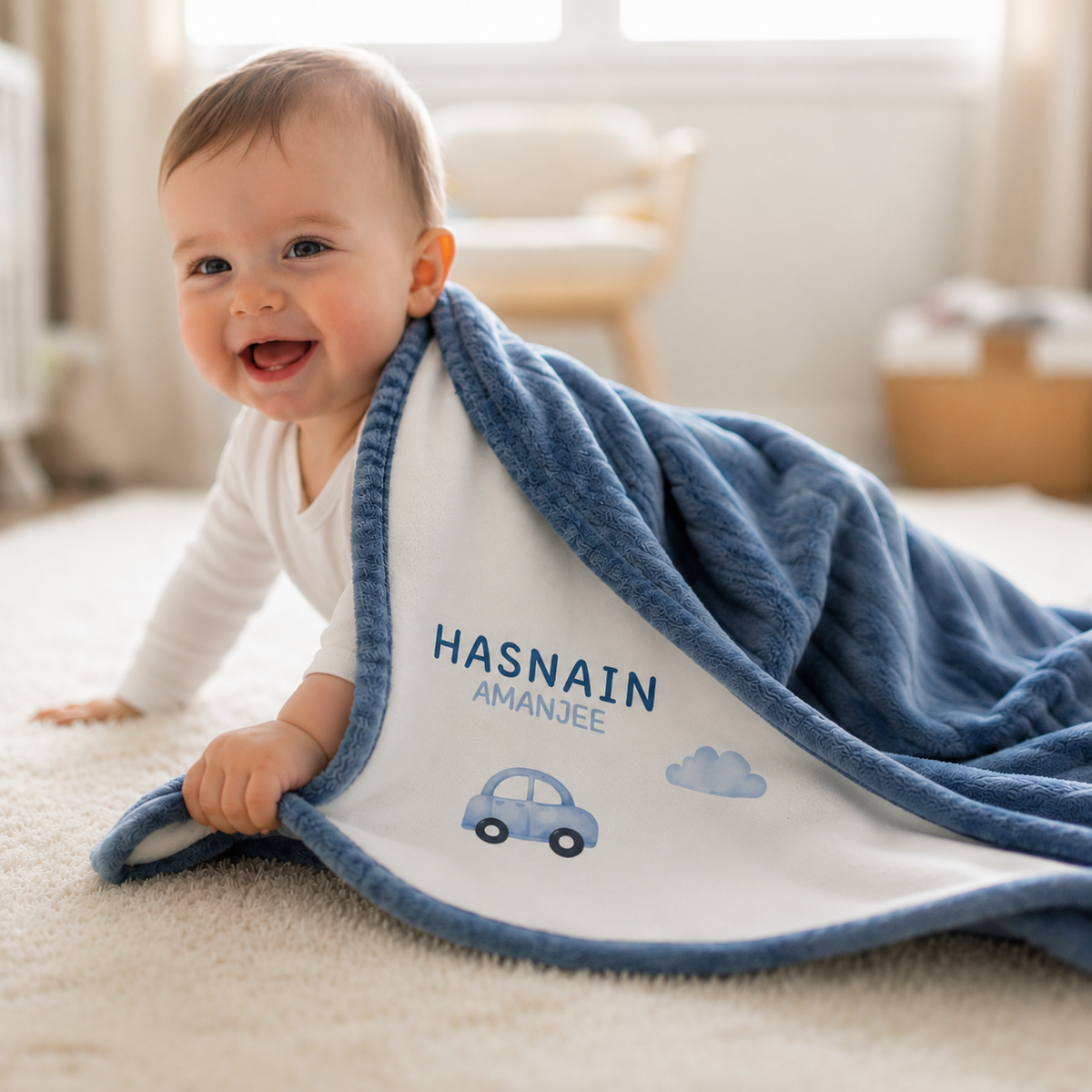 Personalised Blue Baby Blankie